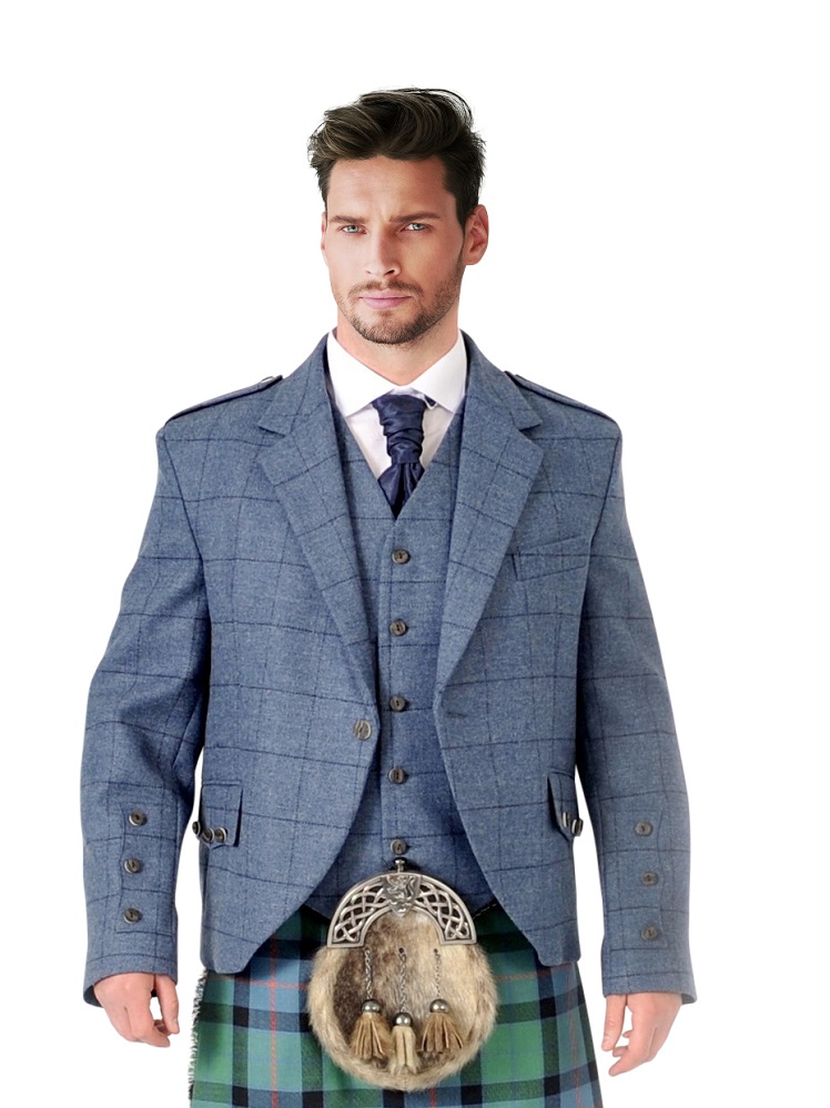 Blue Tweed Crail Jacket & Vest | Prince Charlie Jacket