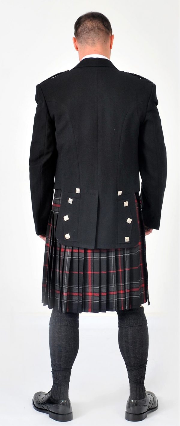 Ex-Hire Black Prince Charlie Jacket & Waistcoat Set - 14oz Wool, Made In Scotland